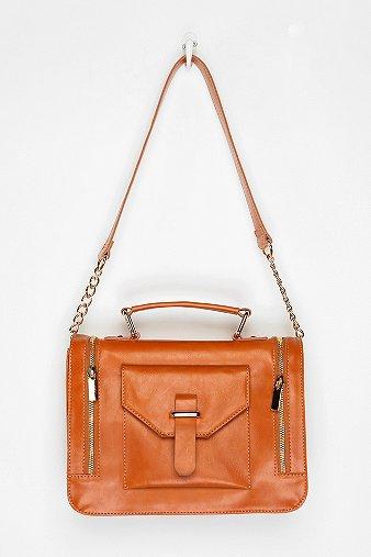 Cooperative Double Zip Structured Satchel - Brown - One Size